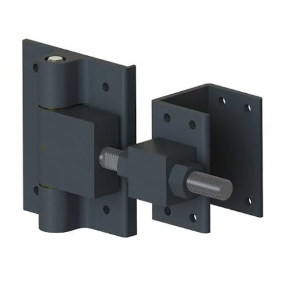 Heavy Duty Estate Gate Hinge With Horizontal Adjustability - Bolt-On, Fits 2" Gate Frame And 4" or Larger Post, Black
