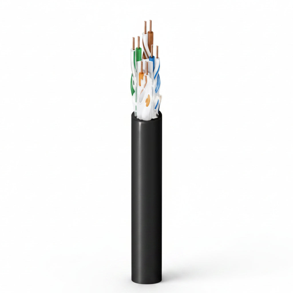 Belden OSP6U 0101000 CAT6 OSP Cable, 4-Pair, U/UTP, Gel Filled, 1000' Reel, Black