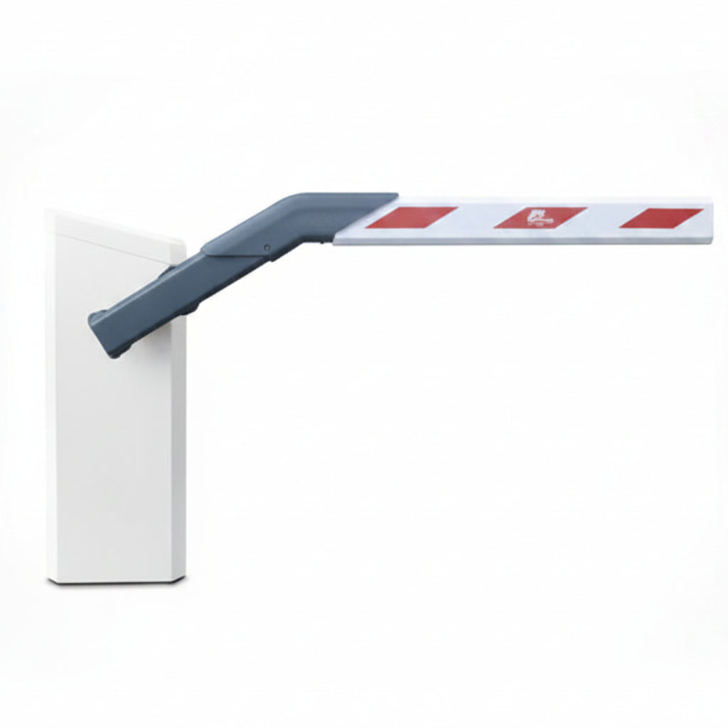 Parking Pro Barrier Gate (White Cabinet) With 12' VarioBoom Arm and Break-Away Flange - Left Hand