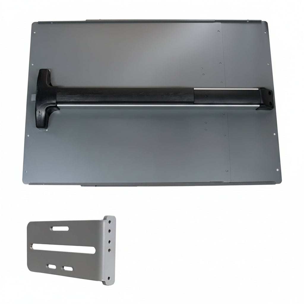 Detex Panic Shield Value Kit (Includes: 24" Panic Shield, Detex V-40 Bar And Strike Bracket) - Black