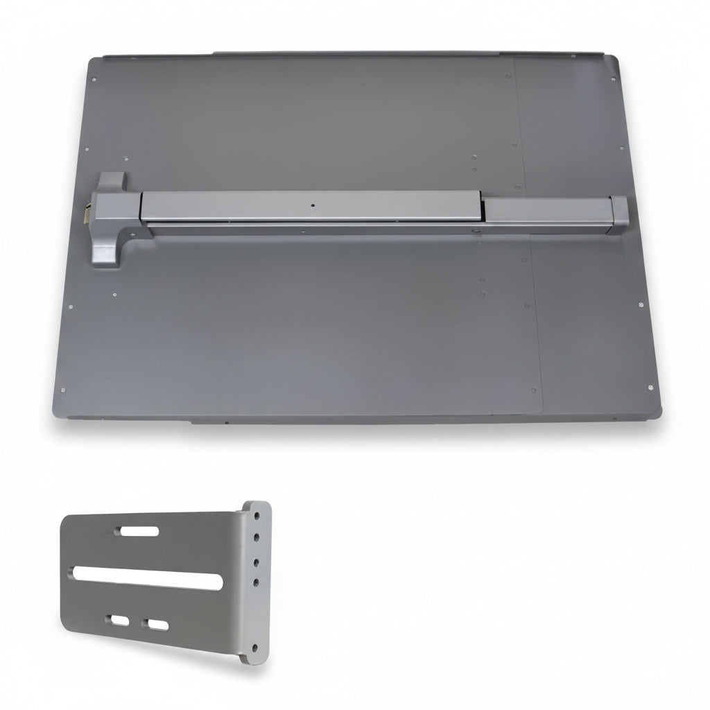 Panic Shield Value Kit (Includes: Panic Shield, Detex V-40xW Weatherized Panic Bar, Strike Bracket) - Silver