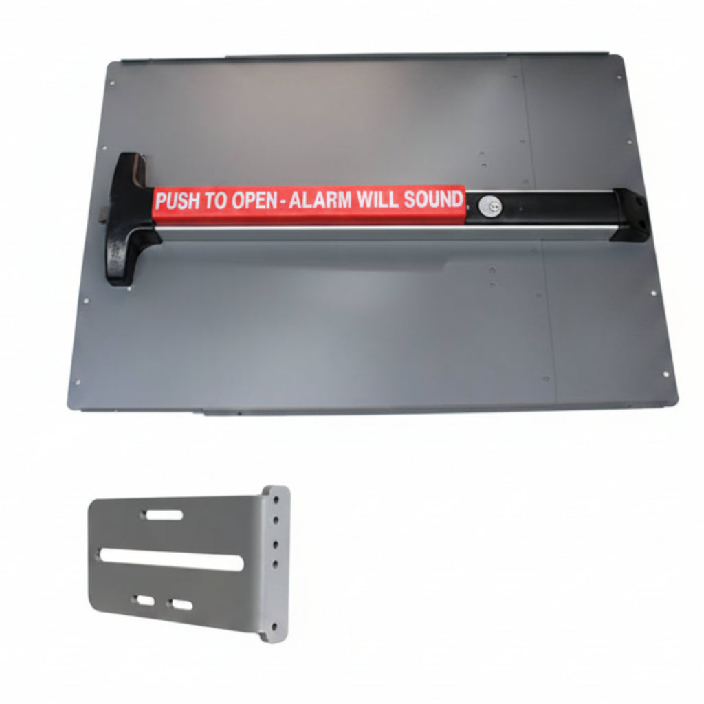 Detex Alarm Panic Shield Value Kit (Includes: 24" Shield, 42" Detex V-40Xebxw Bar And Strike Bracket) - Black