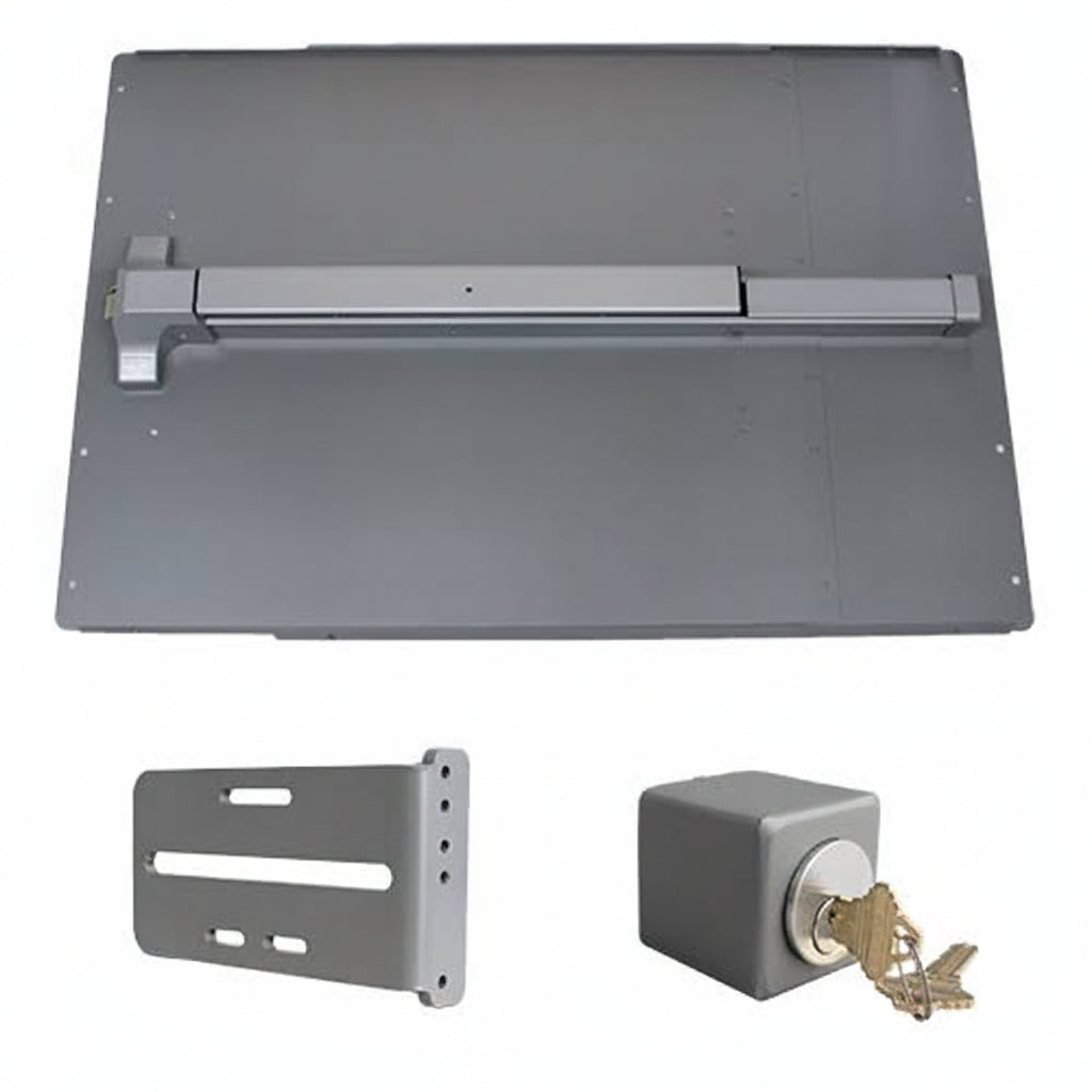 Panic Shield Safety Kit (Includes: 24" Shield, 33" Panic Bar, Strike Bracket, Key Box, And Cylinder)
