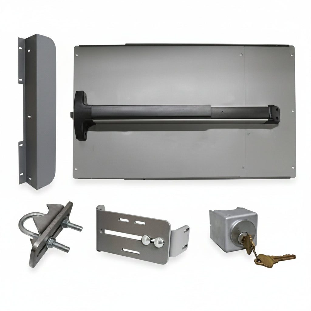 Detex Panic Shield Safety Kit (Includes: 24" Shield, Detex V-40 Bar, Strike Bracket , Keyed Box And Keyed Cylinder)