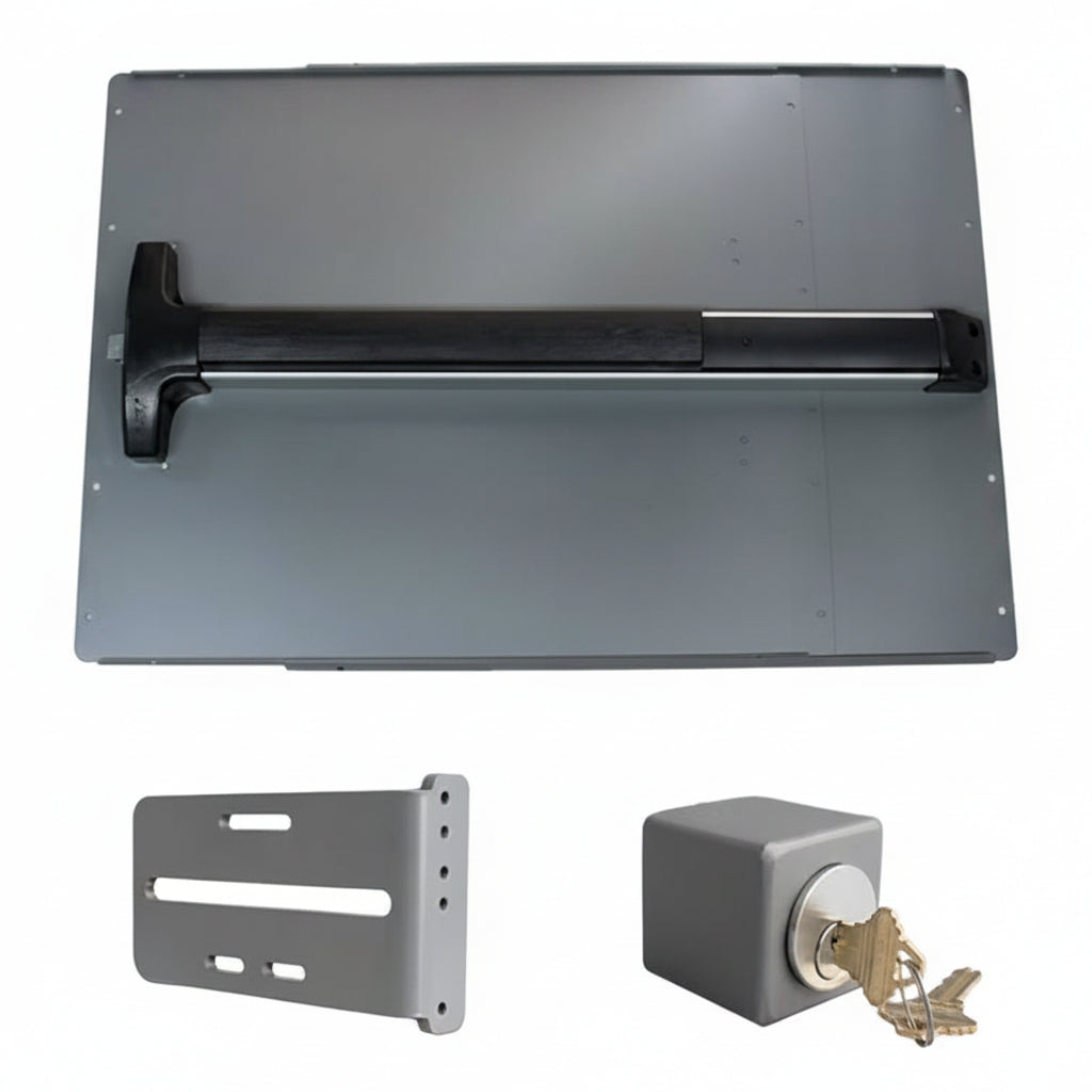 Detex Panic Shield Safety Kit (Includes: 24" Shield, 42" Detex V-40 Bar, Strike Bracket, Keyed Box And Keyed Cylinder)