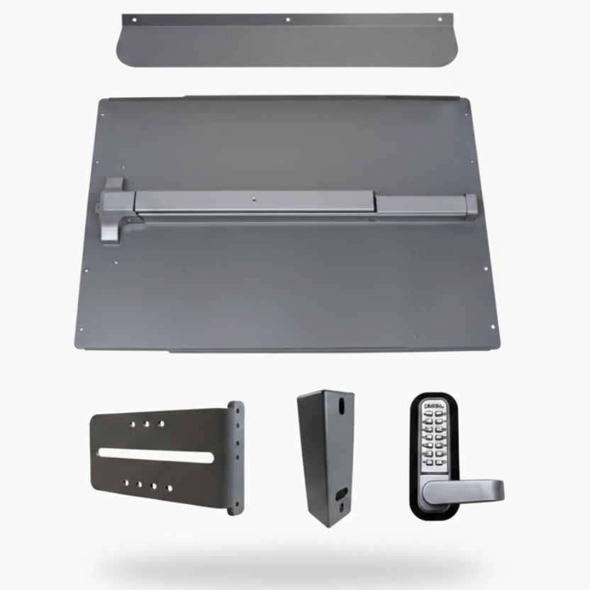 Panic Shield Security Kit (Includes: 24" Sheld, Max-Guard Panic Bar Shield, 33" Panic Bar, Strike Bracket, 285-P Mechanical Keypad, Keypad Box - Black