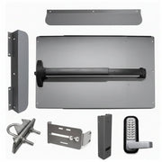 PS62 Standard Panic Shield Security Kit (Includes: Detex V-40 Standard Style Panic Shield, Strike Bracket, 285P Keyless Keypad Lock, 285P Gate Box, Max Guard, Detex V-40 33 Panic Bar) - Silver