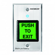 Enforcer RF Wireless Request To Exit Plate, Single Gang, Green 2" Square Buttone (Requires Receiver, Either SK-910RAQ, Mini; SK-910RBQ)