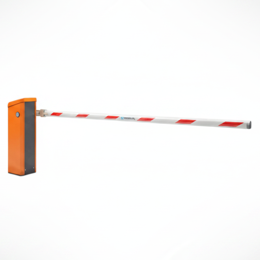 Toll Pro Barrier Gate (White Cabinet) With 10' Round MicroBoom Swing-Away Flange - Right Hand