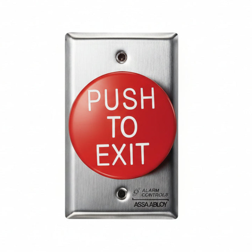 Red Mushroom "Push To Exit" Button With Pneumatic Time Delay, 2-1/2"