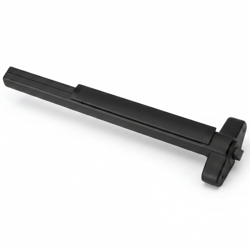 Detex Value Series Wide Stile Rim Exit Device, Hex Dogging, 98 Semi-Mortise Strike, 36" Device, Weatherized, Satin Black Anodized Aluminum