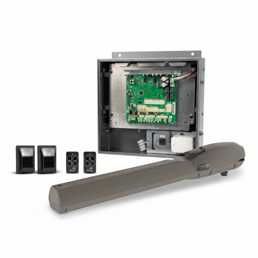 Viking E4NX Swing Gate Actuator Kit - Gate Capacity 10' / 850Lbs Or 16' / 550Lbs (Includes: Receiver, (2) Transmitters, And Infrared Photocell)