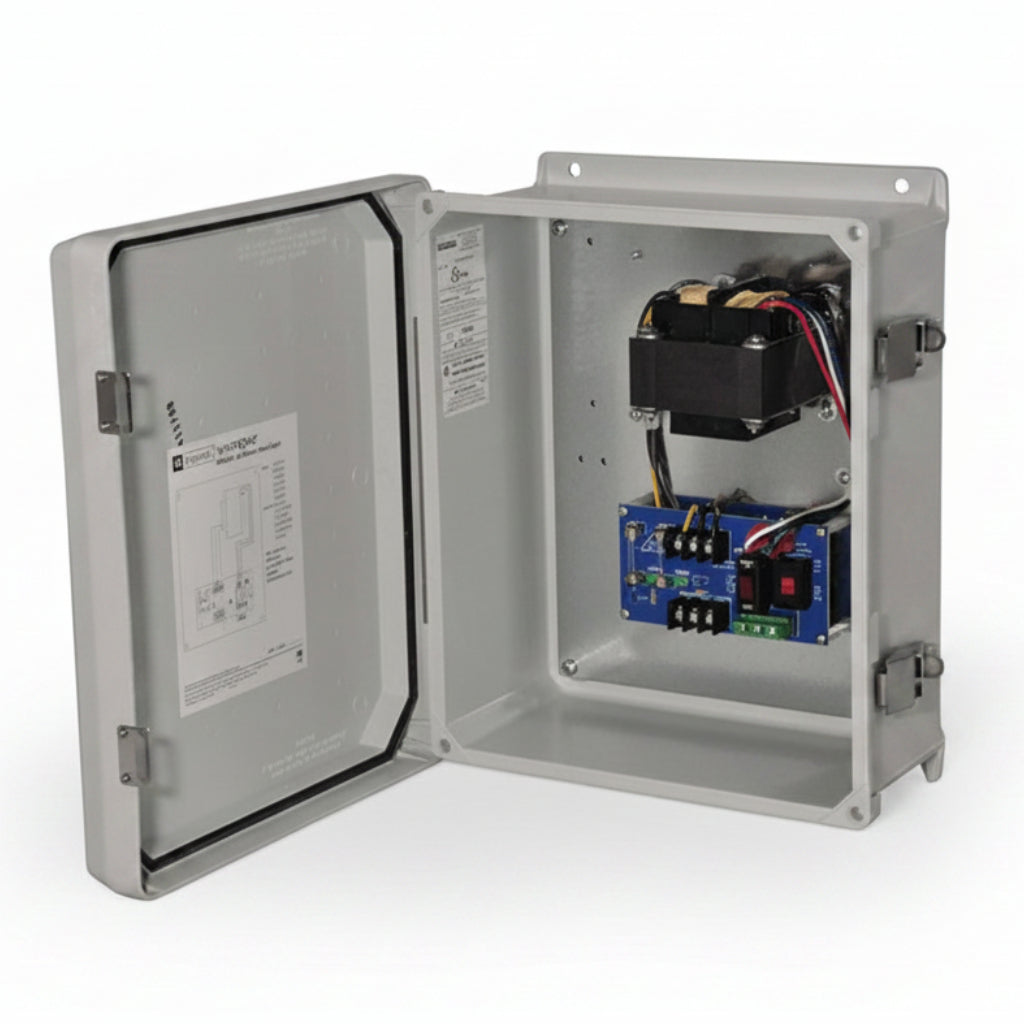 Altronix AC Outdoor Power Supply/Charger, 115VAC 50/60Hz @ 1.7A or 220VAC 50/60Hz @ 1A Input, 24/28VAC @ 7.25A Max Output, Weather Resistant Grey Enclosure