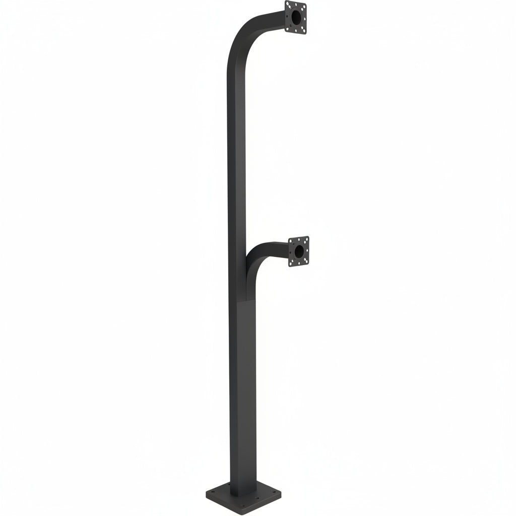 72" Dual Height Pad Mount Gooseneck Stand In Aluminum - Black