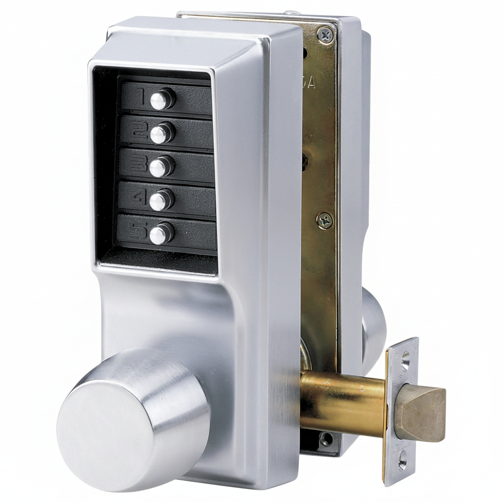 Simplex Series 1000 Lock. Keypad Entry, Keypad Exit, Cylindrical Knobs, No Key Override