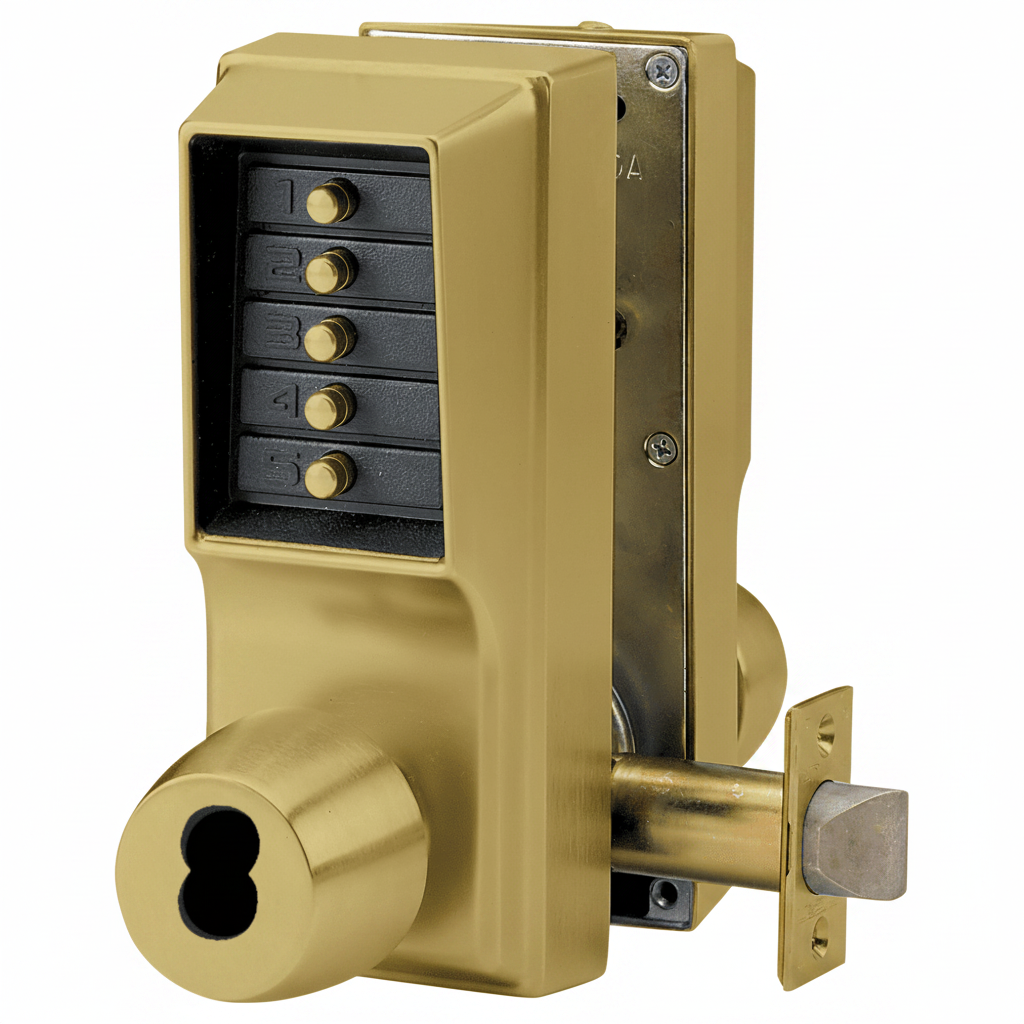 Simplex Ee1000 Double Sided Mechanical Lock With Keyed Bypass For Entry And Exit (Schlage Core Not Included)- Antique Brass Color