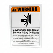 WARNING SIGN PLASTIC, "MOVING GATES"