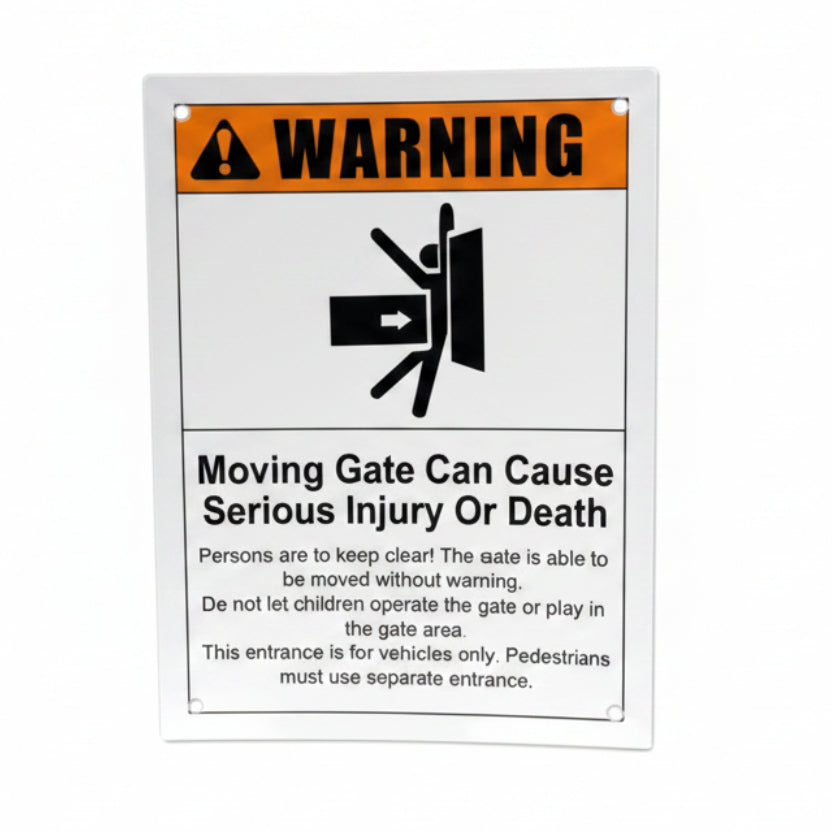 WARNING SIGN PLASTIC, "MOVING GATES"