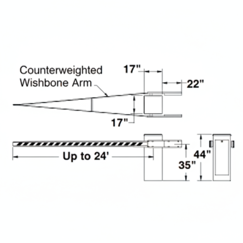 24' Wishbone Arm For Bg790 Barrier Gate Operators (1.24)