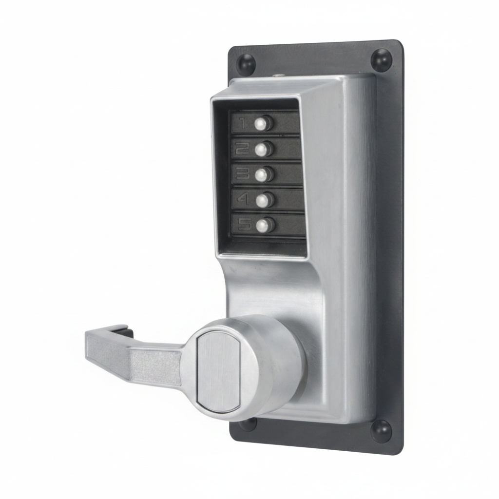DormaKaba Exit Trim Lever Lock, Combination Only, Left Hand Reverse, Satin Chrome