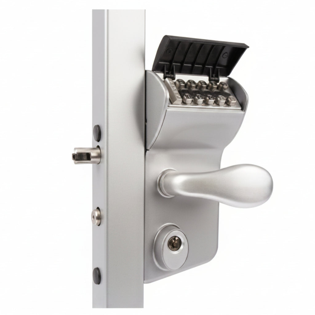 Vinci Double Sided Mechanical Lock For 1.25" - 2" Square Gate Frames - Silver Keyed Dead Bolt (2.25)