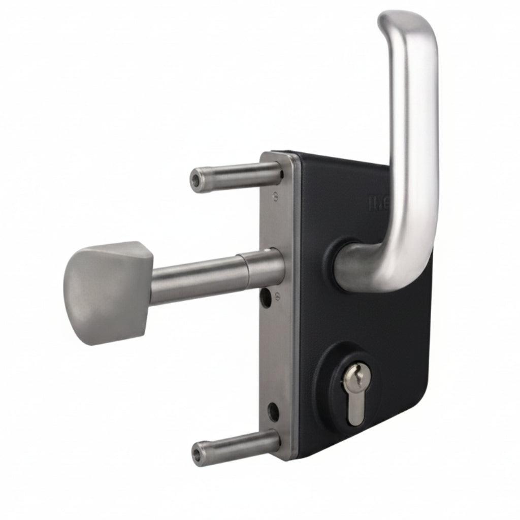 Lskz U2 Keyed Slide Gate Lock And Handle (2 Square Profile) - Black (2.24)