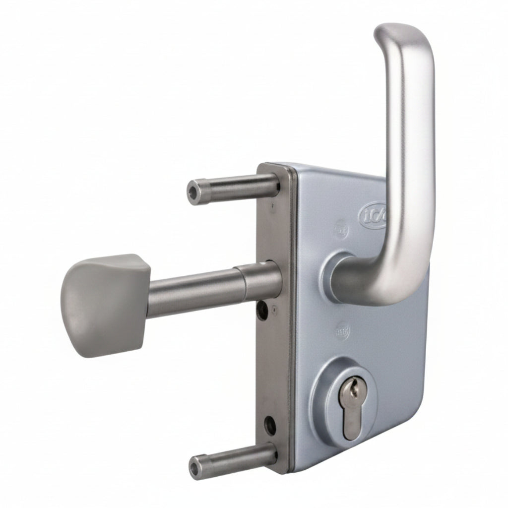 Lskz U2 Keyed Slide Gate Lock And Handle (2 Square Profile) - Silver(2.24)