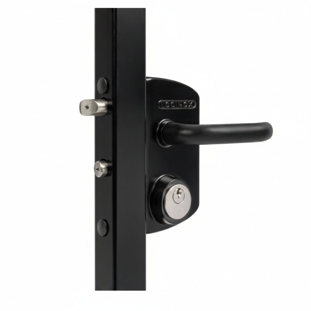 Industrial Gate Lock With U.S. Mortise Cylinder For Gates With 1 7/8 - 2 Gate Frame (Black) (2.24)