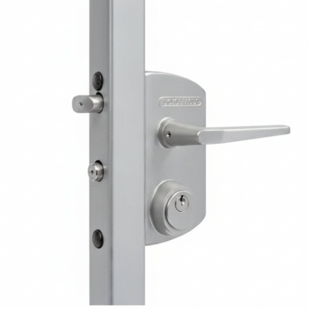 Industrial Gate Lock With U.S. Mortise Cylinder For Gates With 1 7/8 - 2 Gate Frame (Silver) (2.24)