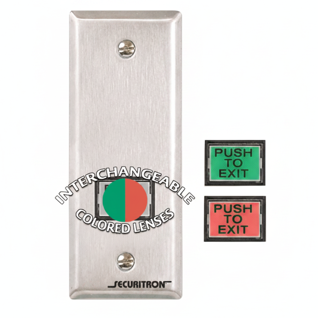 Green Momentary Exit Push Button Narrow Style Plate(6.22)