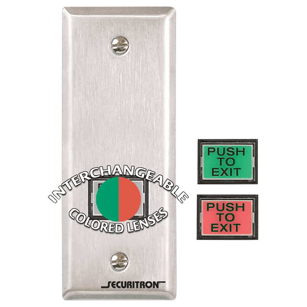 Green Momentary Exit Push Button Narrow Style Plate(6.22)