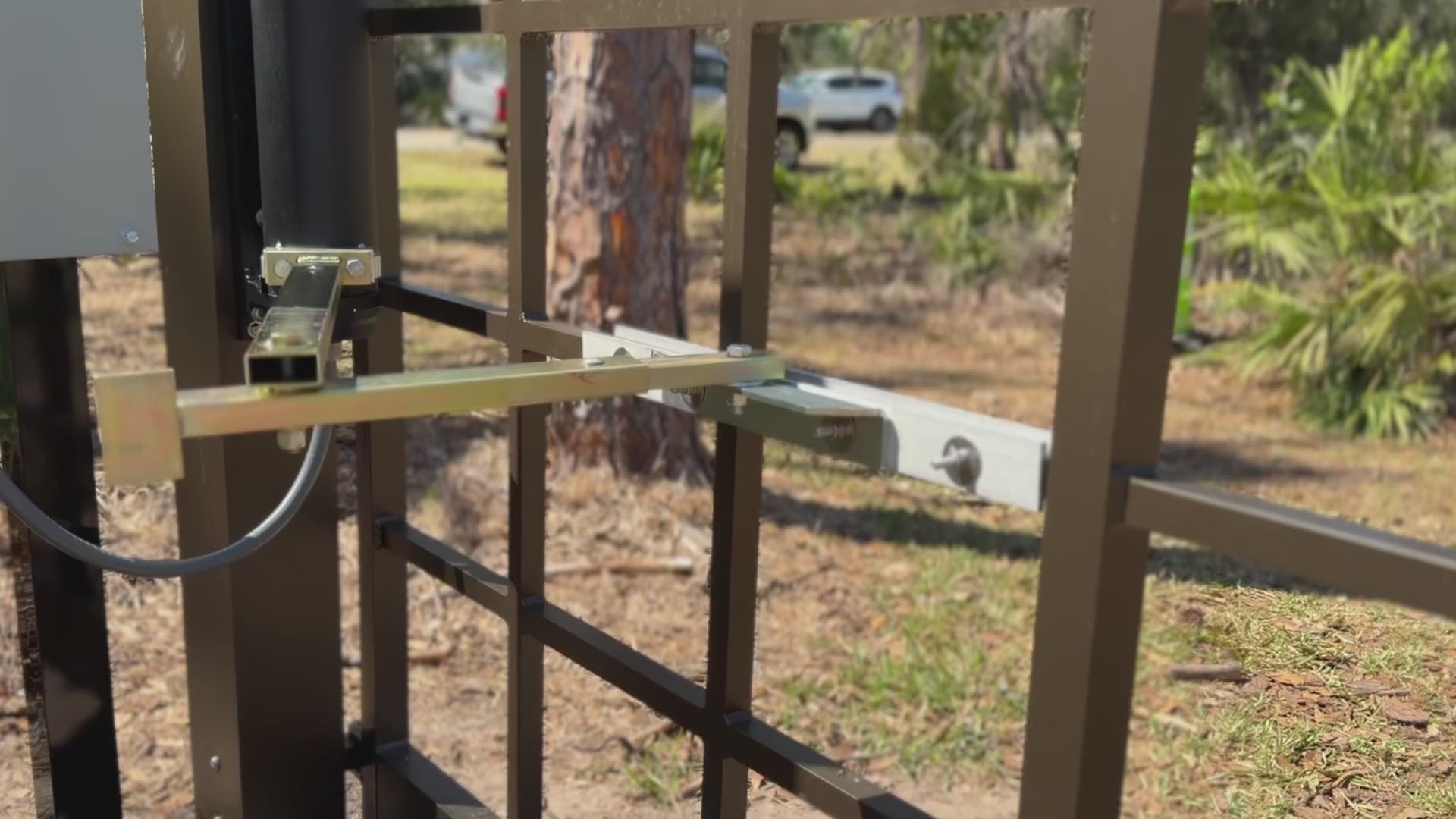 Load video: A video of a gate demonstrating the wholesale access control &amp; gate automation company offerings.