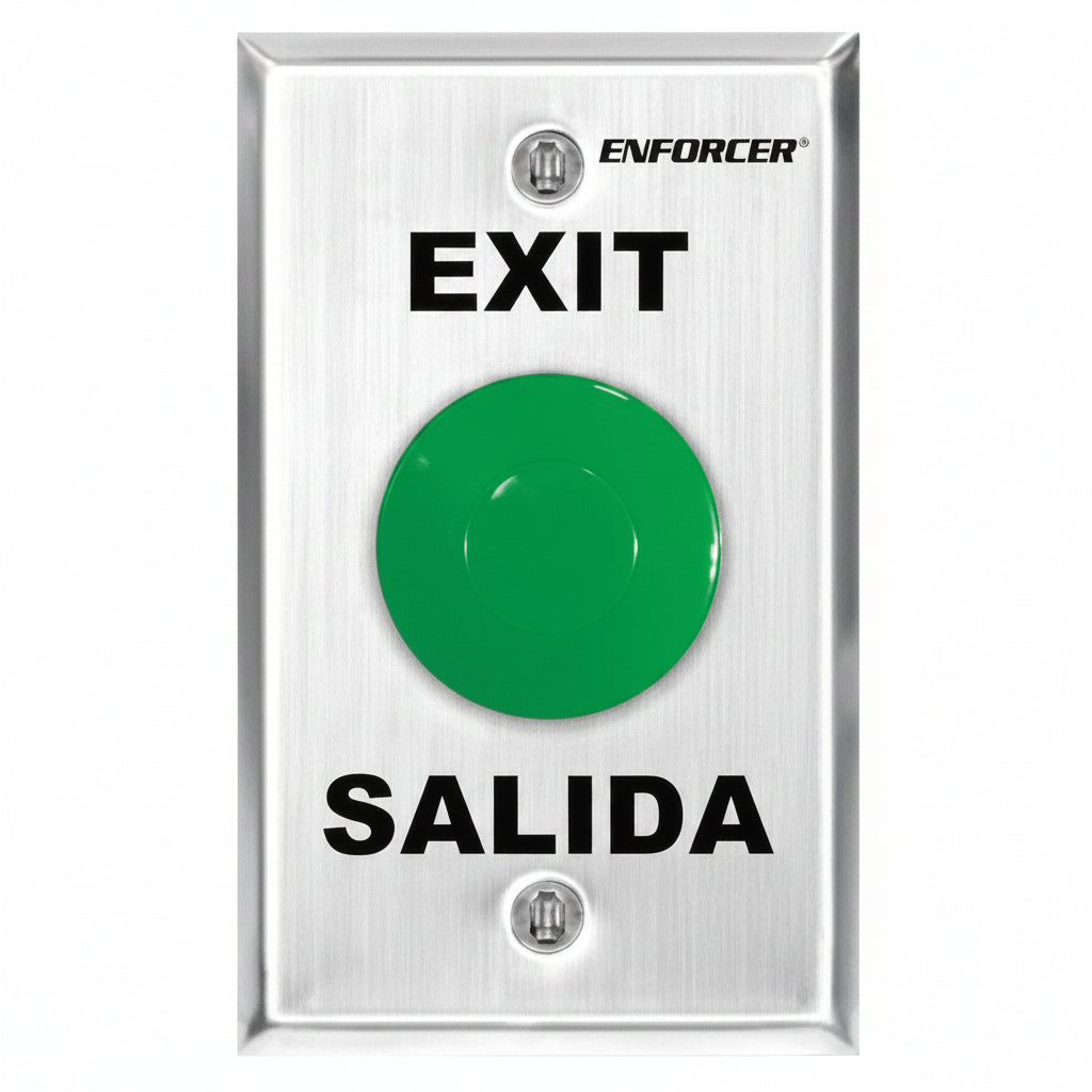 1 1/2" Green Mushroom Push To Exit Button On Stainless Steel Gang Plate(1.24)