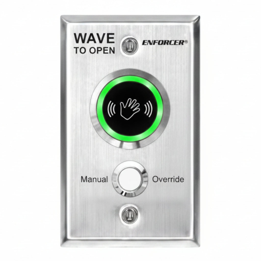 "No Touch" Request To Exit. Mounts On Single Gang Box With Mechanical Override Button (1.24)