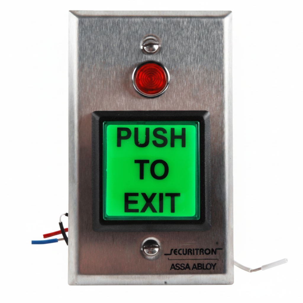 2" Square Momentary Spdt, Green Button And Led On A 2X4 Wall Plate (6.22)