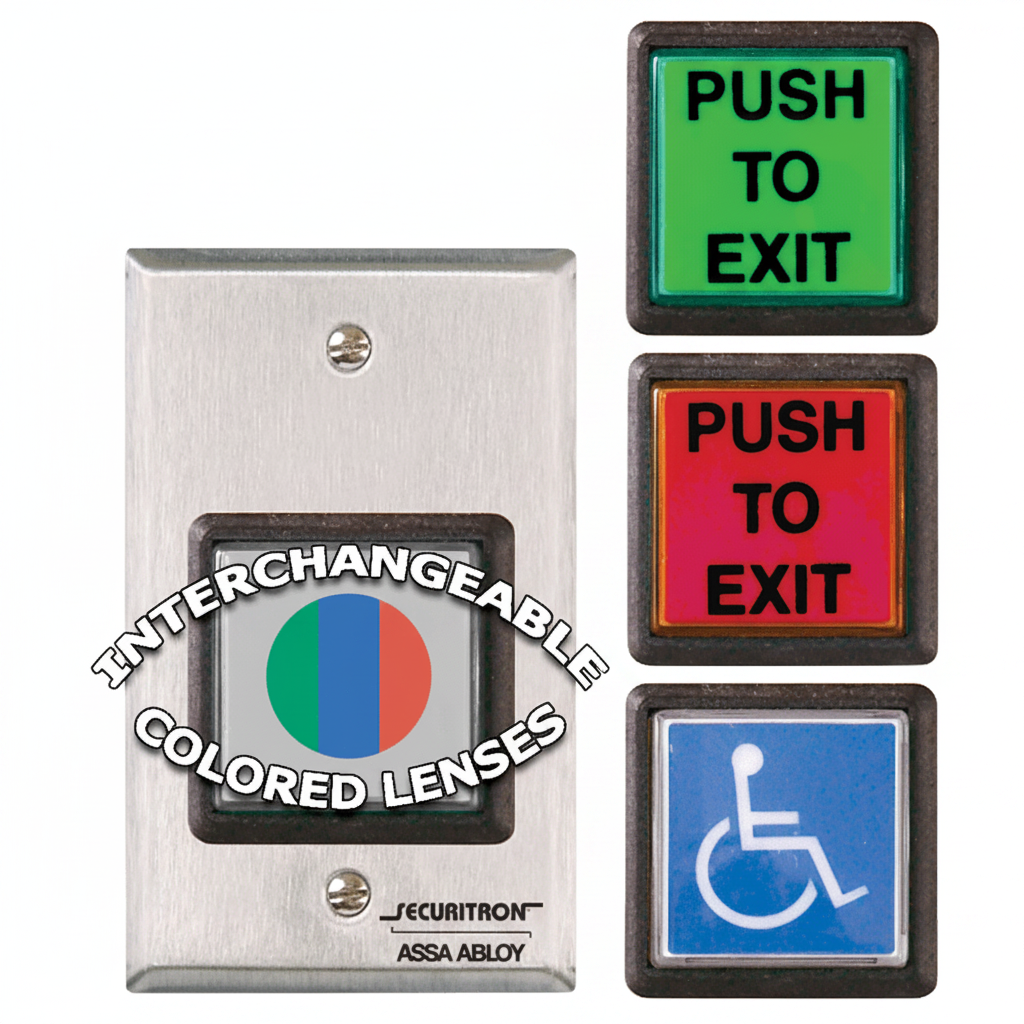 2" Square Momentary Spdt, Green Button On 2" X 4" Wall Plate (6.22)