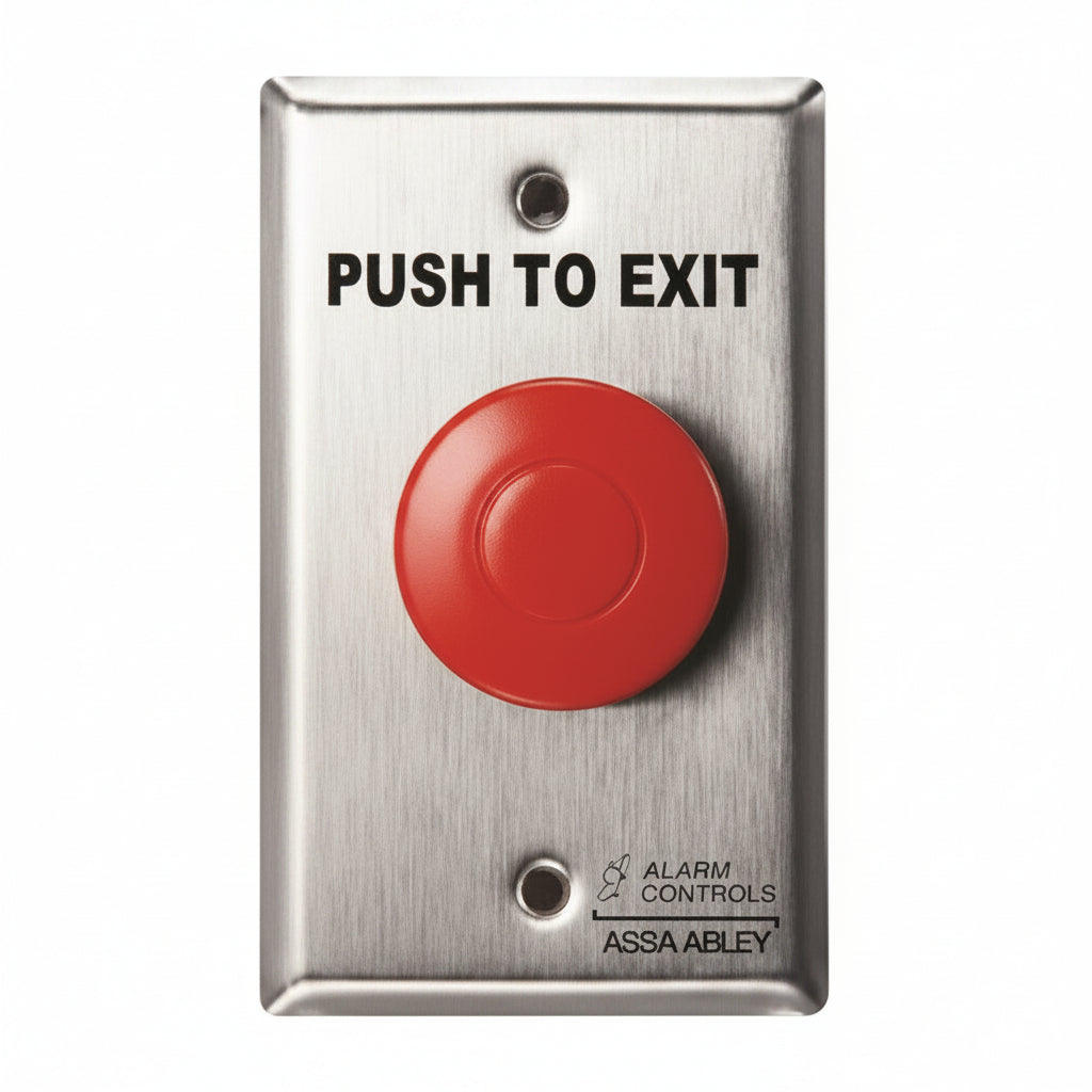 Red Mushroom "Push To Exit" Button With Pneumatic Time Delay