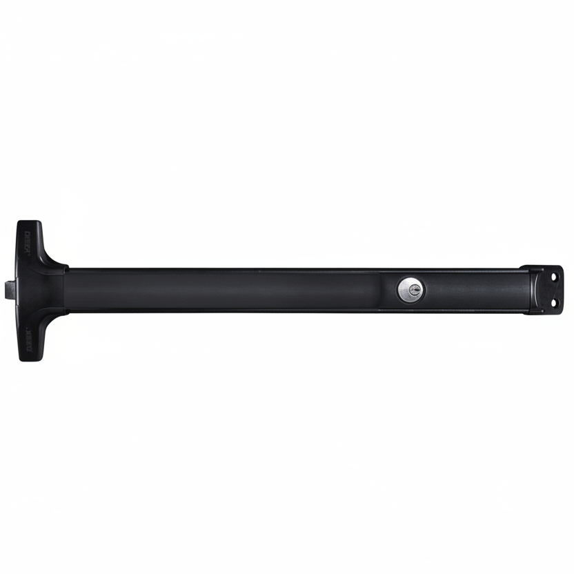 Detex Value Series Wide Stile Rim Exit Device, Cylinder Dogging, 99 Surface Strike, 36" Device, Satin Black Anodized Aluminum